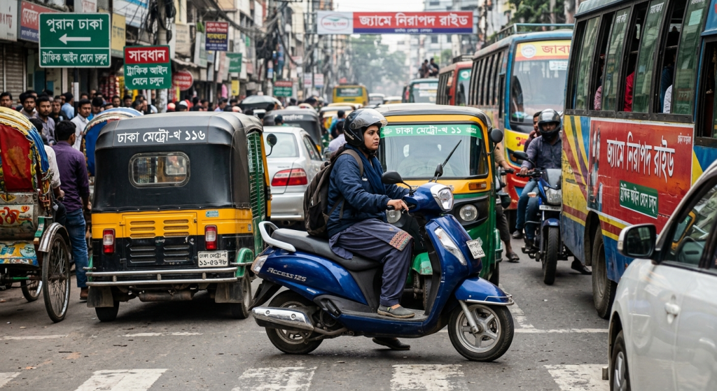 শহরের জ্যামে স্কুটার চালানোর কৌশল