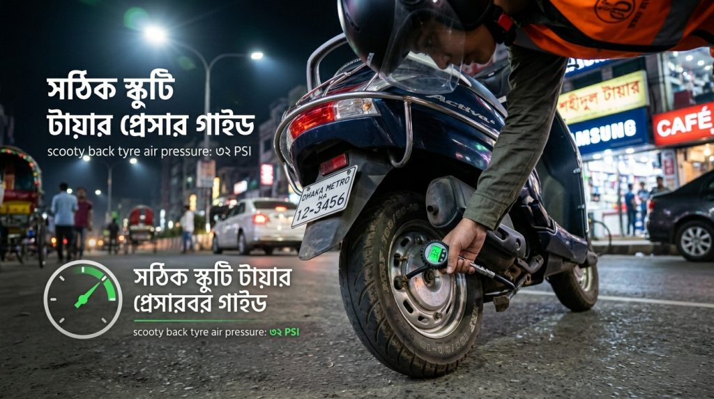 স্কুটারের টায়ার প্রেসার কত হওয়া উচিত? রাইডিং নিরাপদ রাখার সহজ গাইড air pressure in scooter